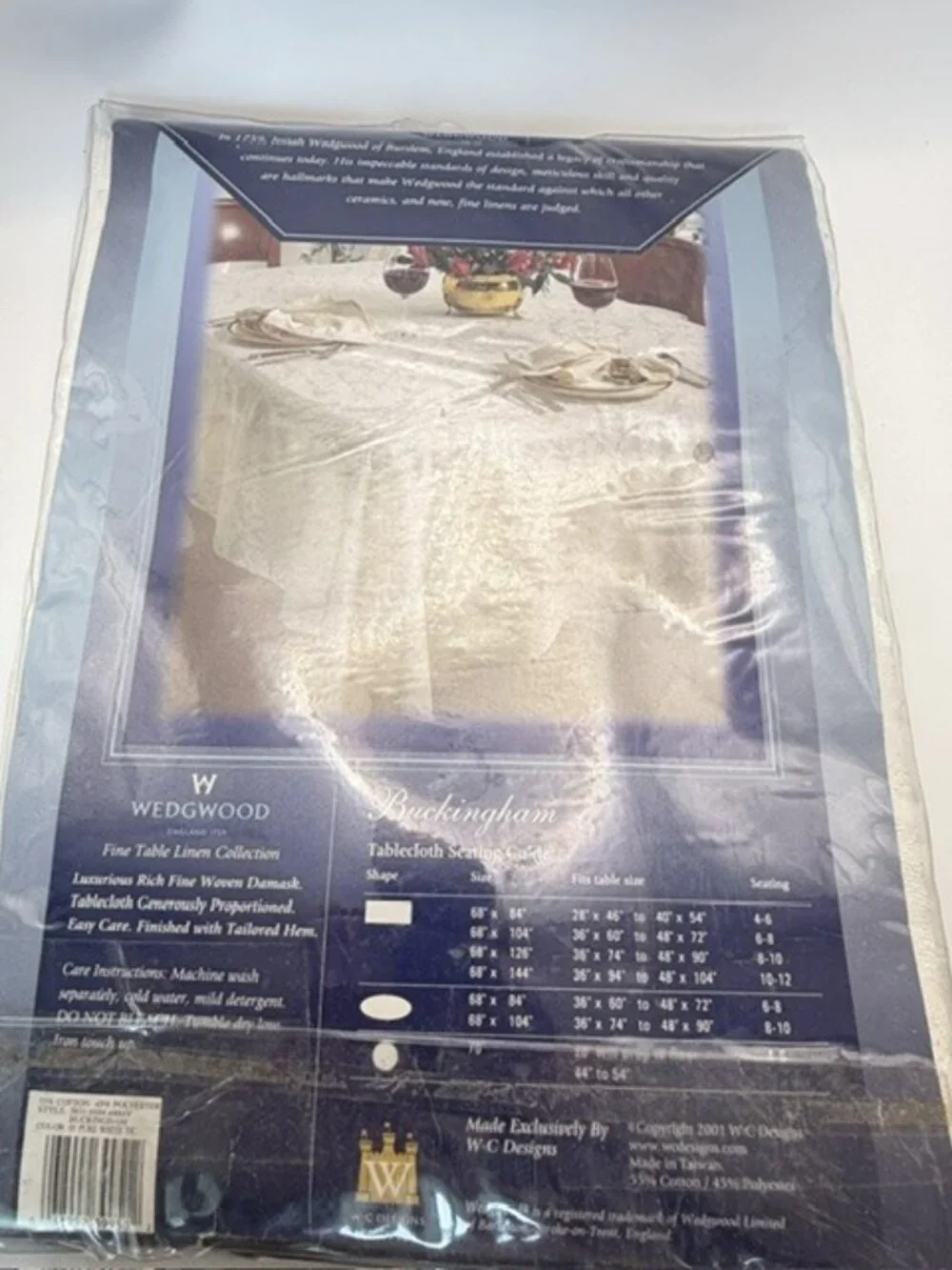 Wedgwood Buckingham Tablecloth Pure White Damask Oval 68x84 Formal Traditions